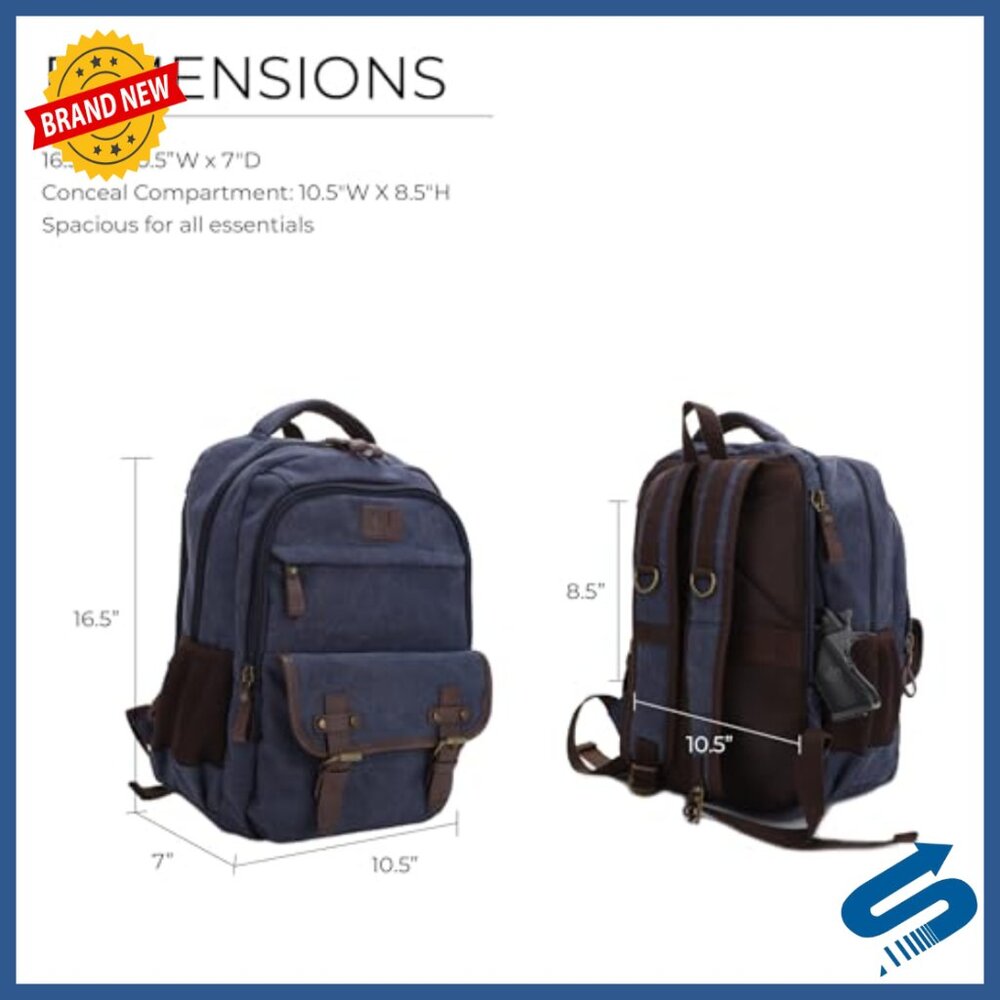 Durable Canvas Leather Backpack With Concealed Co… - image 5